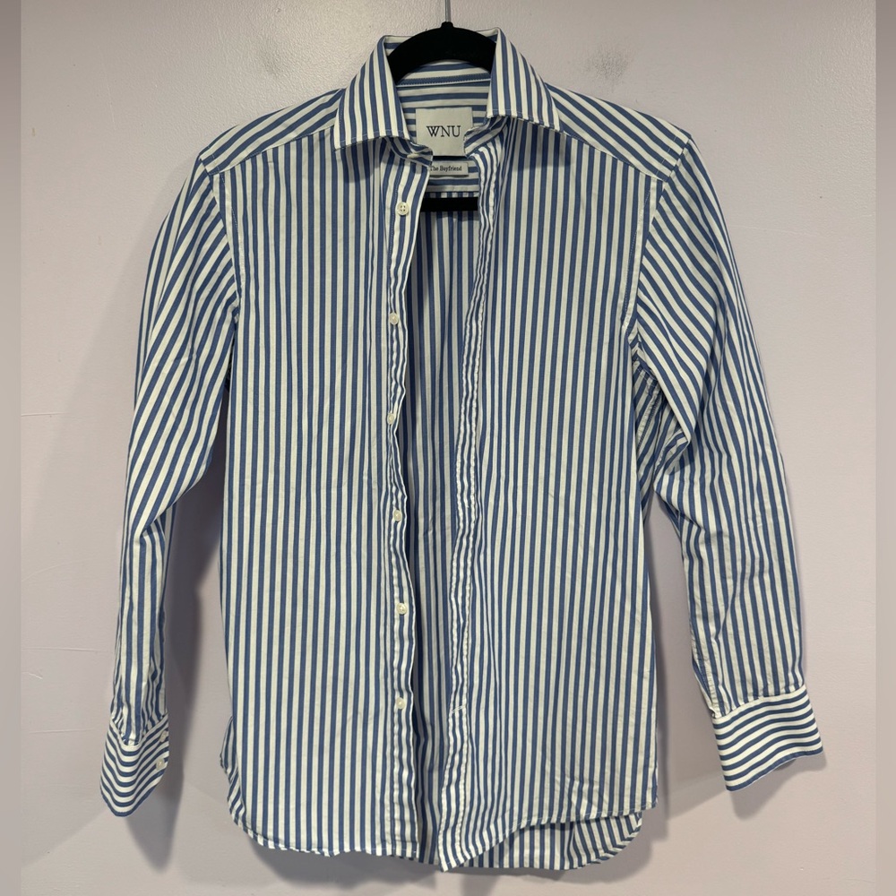 WNU blue stripe The Boyfriend button down shirt